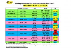 Planning-Provisoire-entrainements-CA-Lisieux-handball-2020-30-Mai-